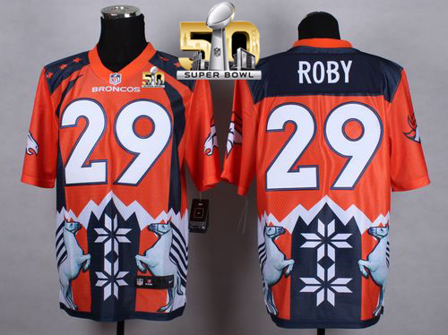Nike Broncos #29 Bradley Roby Orange Super Bowl 50 Men's Stitched NFL Elite Noble Fashion Jersey